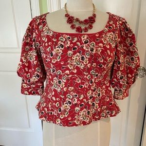 ANTONIO MELANI Red floral Puff sleeves Blouse